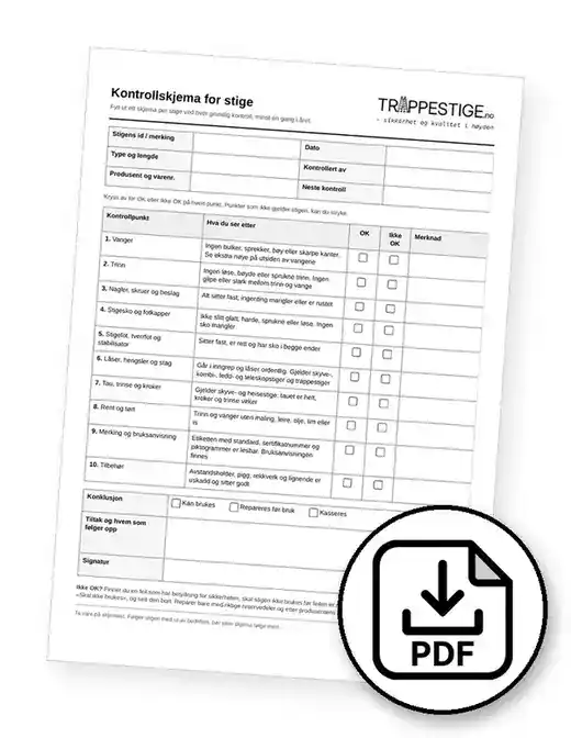 Kontrollskjema for stige, forhåndsvisning av PDF