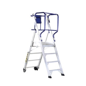 Telefly plattformtrapp i aluminium med plattform og rekkverk