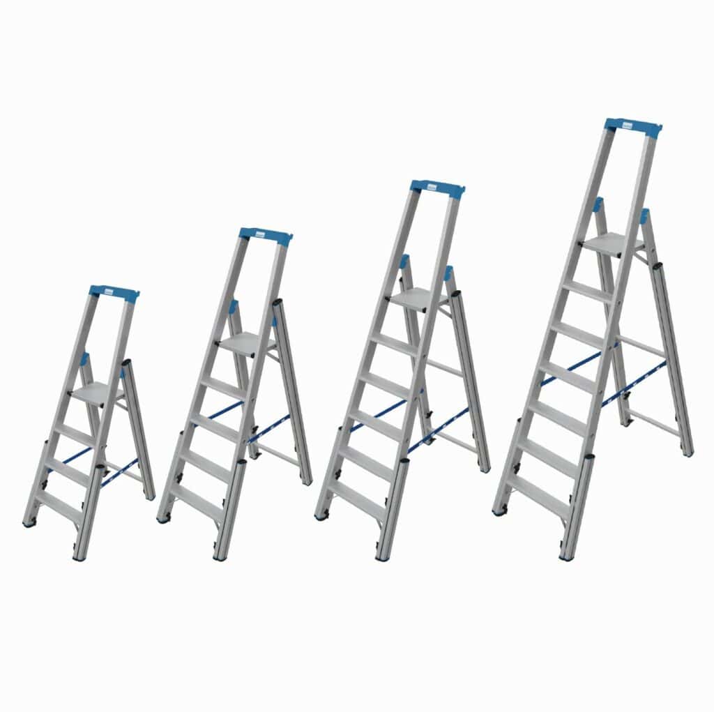 Teleskop industritrapp i aluminium med 4, 5, 6 og 7 trinn
