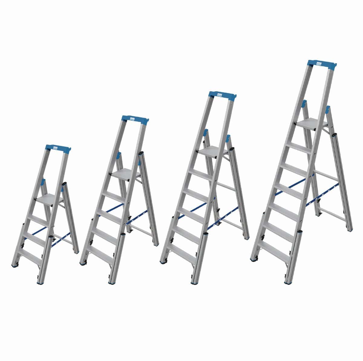 Teleskop industritrapp i aluminium med 4, 5, 6 og 7 trinn